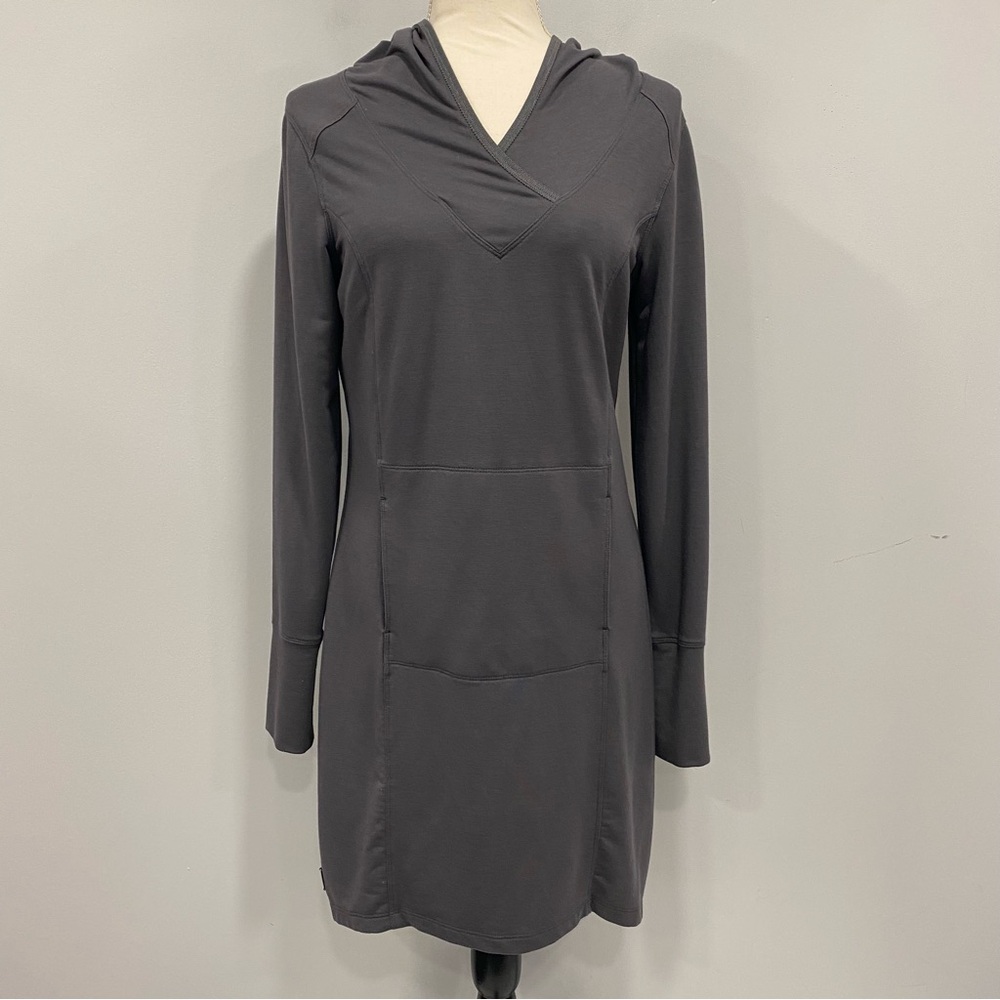 LOLE M Gray Hooded Tunic Lightweight Sweatshirt Dress Outdoor Camping Athleisure